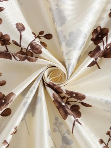 Image of Home Sizzler 2 Pieces Solid Patch Bloom Burst Eyelet Polyester Door Curtains - 7 Feet, Brown