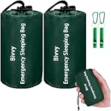 Saco de dormir ligero de supervivencia para aventuras al aire libre con construcción de Mylar impermeable, resistente al viento, resistente al desgarro y tecnología de retención de calor (juego 2)