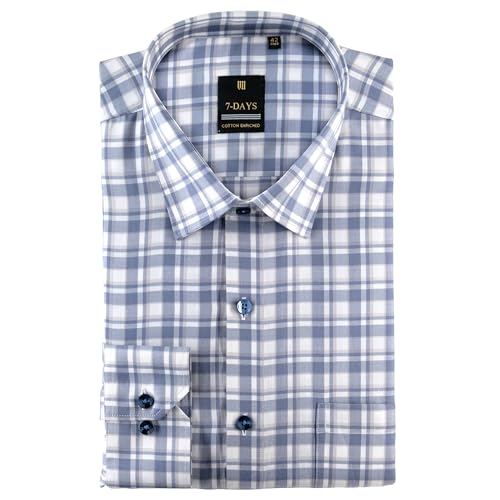 Image of 7-DAYS Men's Premium Checks Formal Shirt - Cotton Rich, Regular Fit, Full Sleeve, with Pocket, Wrinkle Resistant - Stylish Office & Everyday Wear.