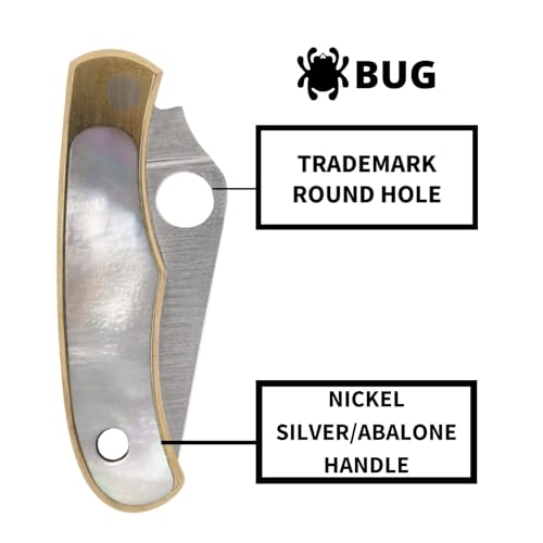 Spyderco Bug Folding Pocket Knife with 1.25 12c27 Steel Blade and Nickel Silver/Abalone Handle - EDC Knife for Men and Women, Perfect for Hunting, Tactical, Camping, Survival - PlainEdge - C133AP - Image 4