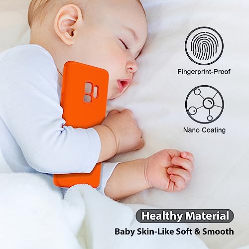 oakxco for Samsung Galaxy S9 Phone Case Liquid Silicone Grip, Fluorescent Bright Solid Color, Cute Thin Slim Soft Rubber TPU Plain Smooth Gel Matte Protective Cover for Women Girl, Burnt Neon Orange - Image 5