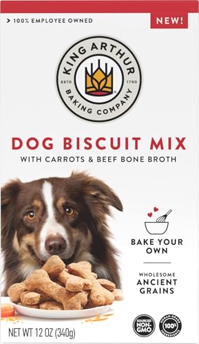 King Arthur Dog Biscuit Mix, Beef Bone Broth & Carrot, Homemade Dog Treats, 12 Oz