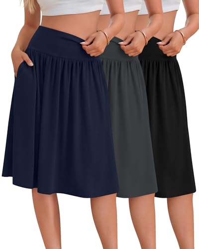 Ficerd Women's Midi Skirts Summer 3-Color Set - Large