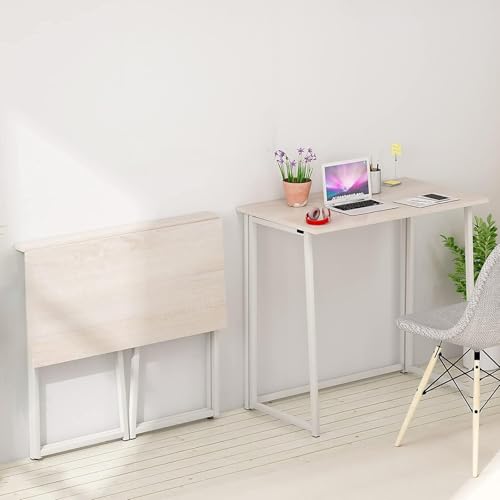Moziel Escritorio Plegable, Compacto sin ensamblaje, Mesa Escritorio Ordenador Manualidades, Mesa Estudio Plegable para Oficina, Casa, 80 x 45 x 74 cm, Color Madera