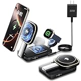 Mag-Safe Ladestation für Apple Watch und iPhone, 15W Qi2-Zertifiziertes Induktive Ladestation...