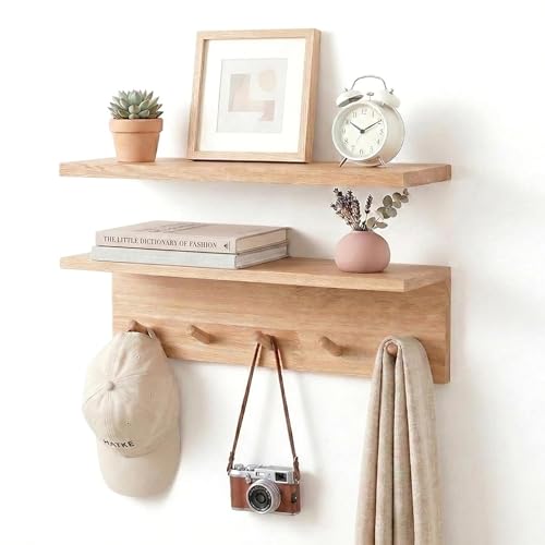 RIVERVALLA Floating Shelf with Coat Rack