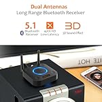 [Upgraded] 1Mii B06Pro Long Range Bluetooth Receiver, HiFi Wireless Audio Adapter, Bluetooth 5.1 Receiver with 3D Surround aptX HD Low Latency Optical RCA AUX 3.5mm Coaxial for Home Stereo System - Image 2