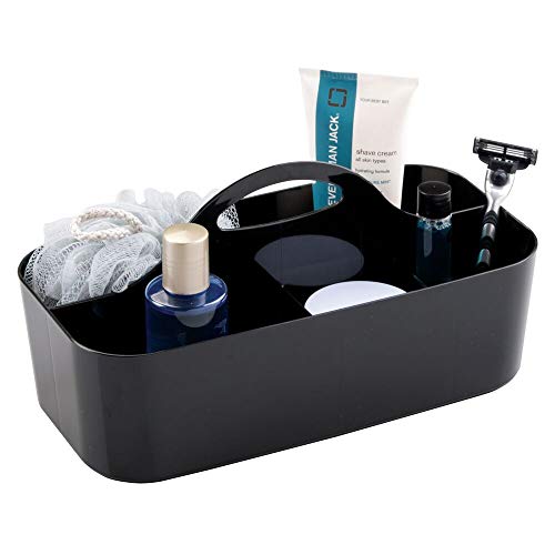 mDesign Plastic Portable Storage Organizer Caddy Tote - Divided Basket Bin with Handle