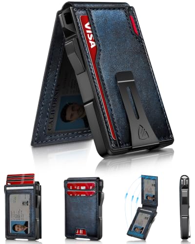 Wallet for Men, Mens Minimalist Wallet 14 Cards, Slim Compact RFID Wallet