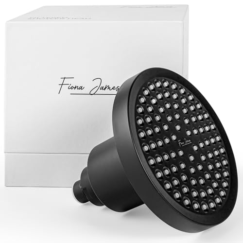 The Fiona James Shower Head | Clinically Tested, High Pressure Shower Filter For Healthier Hair & Skin | Reduce Hair Shedding, Protect Colored Hair, Soothe Dry Skin, Reduce Dandruff (Black)
