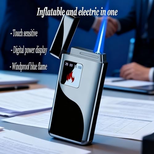 Encendedor eléctrico recargable con llama de soplete y USB miniatura 2