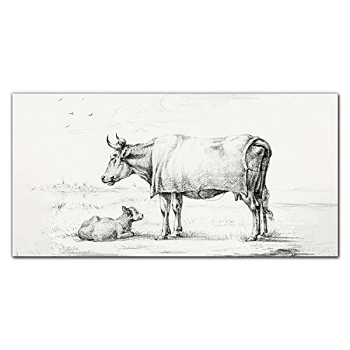 Tableau sur toile Coloray 100x50 cm décoration murale d'intérieur motif animal de veau de vache