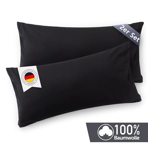 Blumtal Jersey Kissenbezug 70x90 im 2er Set - Oeko-TEX zertifizierte Kopfkissenbezüge 70x90 aus 100% Baumwolle - weiche Kissenhülle für… – Ansicht 2