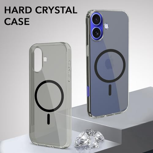 Image of Jkobi Lifetime Anti-Yellow MagSafe Compatible Clear Back Cover Case for Apple iPhone 16 Plus (Sleek Hard Crystal | Shockproof and Camera Protection)