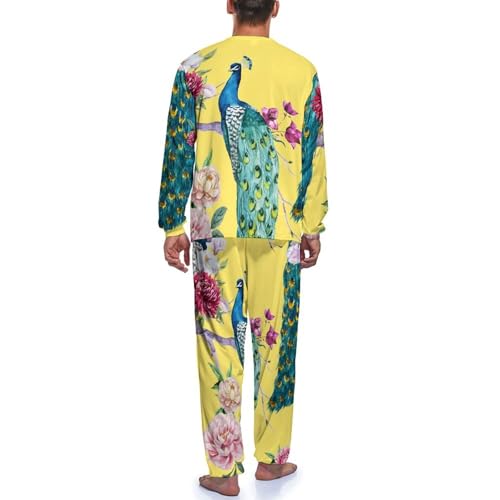 Haut et bas de pyjama manche longue homme Fleurs De Paon confortable - 4