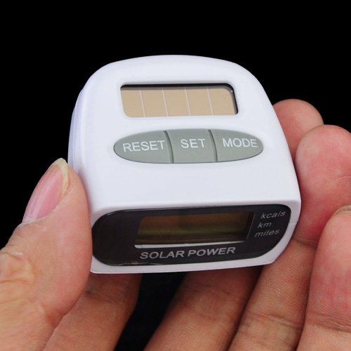 PIA INTERNATIONAL® Solar Power Calorie Consumption Run Step Pedometer Distance Counter With LCD Screen-White