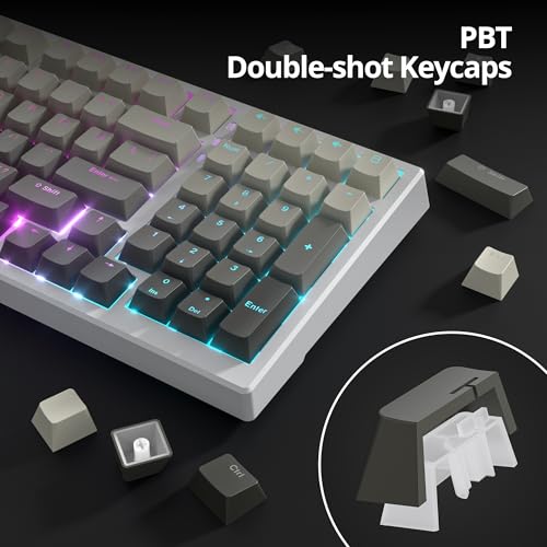 Image of PBT Gradient Grey Keycaps, Shine Through Cherry Profile Keycaps, Double Shot Custom Minimalist Style for MX Switched Mechanical Keyboard