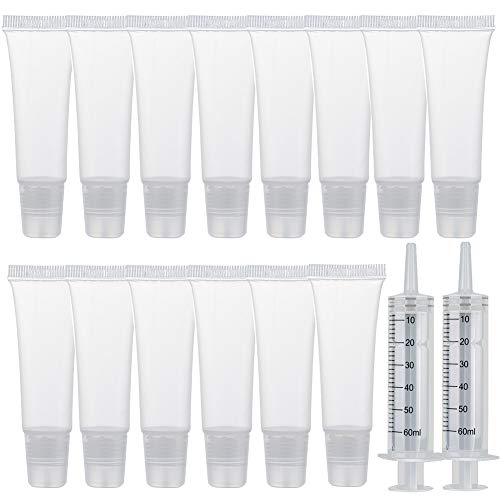 20 paquetes de tubos de brillo de labios, 8 ml, transparentes, vacíos, para bálsamo de labios, recargables, mini tubos de cosméticos suaves para mujeres y niñas, maquillaje DIY, brillo de labios