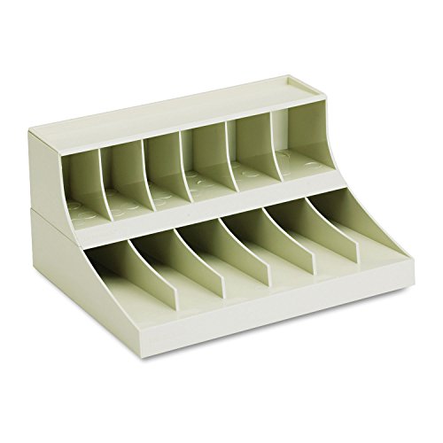 MMF Industries Coins Wrapper & Bill Strap Rack | Putty | 12 Compartments for Organization | Two-Level Storage | Durable High Impact Material | Bill Strap Rack & Sorter