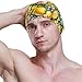 susiyo Lemon Flowers Butterfly Mens Swim Caps Polyester Swimming Hat for Adult and Youth