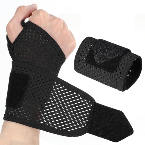 Wanmu 2 Stück Ultradünne Handgelenkbandagen aus Netzgewebe, verstellbare Handgelenkstütze zur Linderung von Karpaltunnelschmerzen, atmungsaktive Handgelenkbandage für das Training