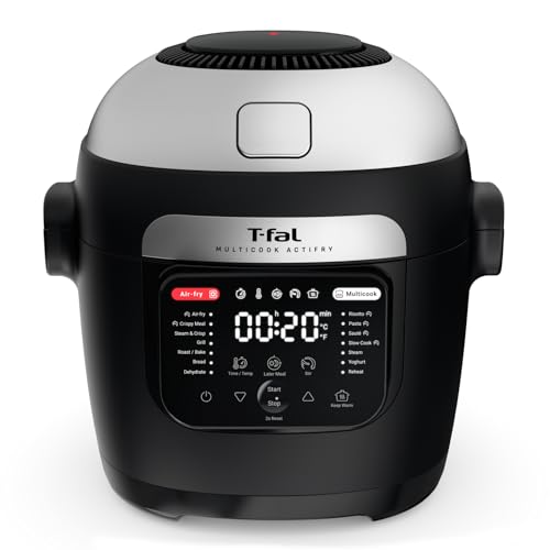 T-fal Multicook Actifry, Multicooker & Air Fryer with Automatic Stirring Paddle, 6 L / 6.3 Qt., Chrome by T-Fal - Used condition - CA$142.20