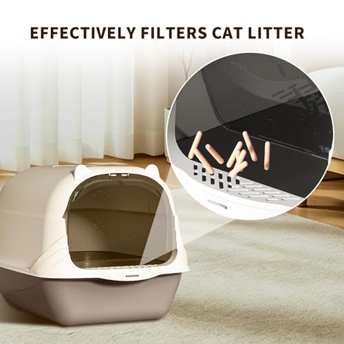 Arenero cerrado grande para gatos con tapa y asa portátil miniatura 6