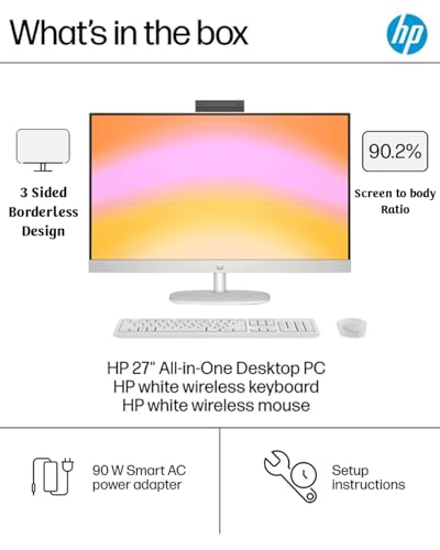 Image of HP All-in-One Desktop Computer, 27'' FHD Touchscreen, Windows 11 Pro, Intel 12-core Ultra 7 155U(Beats i7-1355U), Wi-Fi 6, Bluetooth, Adjustable Height, Anti-Glare (16GB RAM | 1TB SSD)