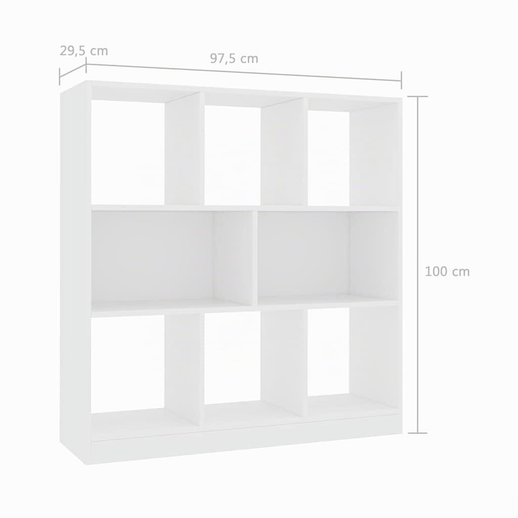 vidaXL Estantería Librería Contrachapada Blanca 97.5x29.5x100cm Mobiliario Diseño Elegante Moderno Robusta Duradera Amplio Espacio Almacenamiento