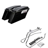 SLMOTO Saddle Bags W/Conversion Brackets Fits For Harley Softail Heritage Deluxe 84-17 Heritage