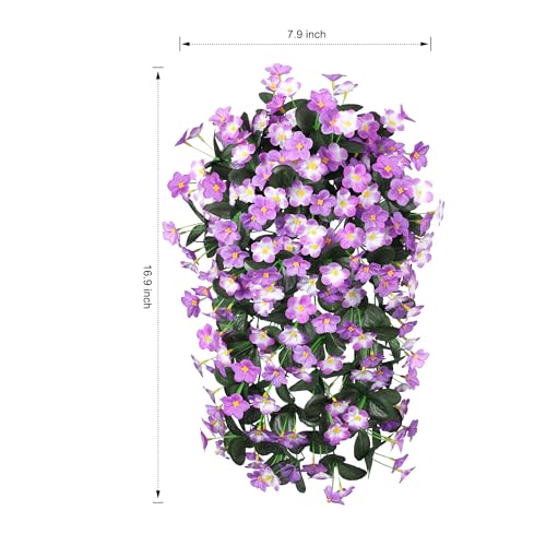 HyeFlora 2PCS Artificial Hanging Flowers for Outdoors Spring Decoration, Faux Daisy Plants Fake Silk Orchid Long Stems UV Resistant Mums for Home Garden Wall Party Indoor Outside Decor