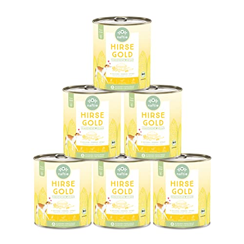 naftie veganes Hundefutter Bio Hirse Gold - Nassfutter Menü mit Erbsen - purinarm glutenfrei - Diät-Futter - 6X 800g