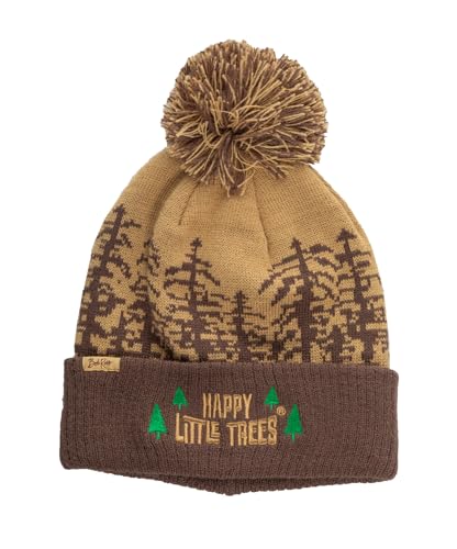 Calhoun Officially Licensed Bob Ross Happy Litte Trees Jacquard Knit Roll Up Beanie