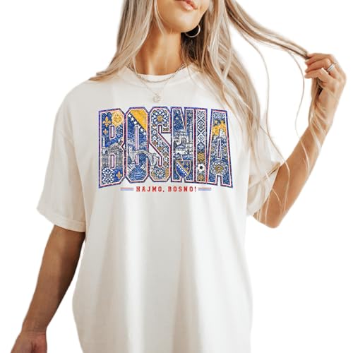 Bosnia Graphic T-Shirt Retro Country Pride Travel Tee Vintage Cultural Shirt Ivory