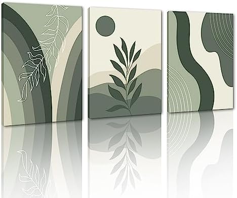 Boho Wall Art Decor Framed Canvas Print Wall Art Set Mid-Century ...