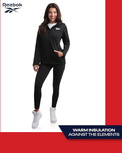 Reebok Jaqueta feminina - Jaqueta softshell de tecido à prova de vento com capuz para corrida, camin