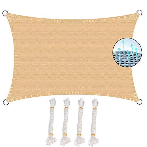 GOUDU Toldo Vela de Sombra Rectangular Toldo Vela IKEA Prevención Rayos UV Solar protección para Patio, Exteriores, Jardín - Beige 5x6.5m