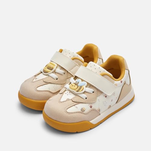 Image of Balabala Girls Boys Toddler Sneakers Wide Toe Box Walking Shoes | Unisex Kids Sneakers with hook-and-loop straps, non-slip soles, soft heel cushion, and flexible support for play