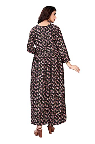 Image of H.E HAMZA ENTERPRISER Printed Crepe Material Brown Western Dress For Women