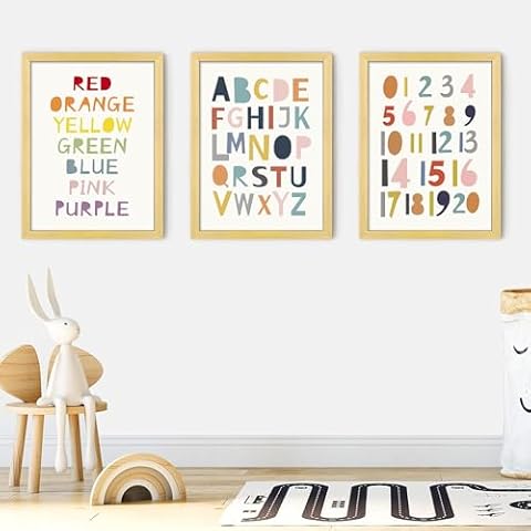 LIELIEYAO Framed Alphabet Poster Set for Nursery Cover