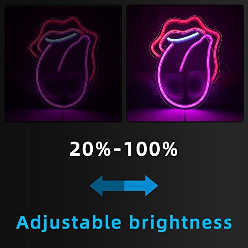 Lip And Tongue Neon Sign Sexy Mouth Light Led Wall Decor Tongue Sticking Out Funny Light Up Sign“16.1X12.5” Usb Powered Led Sign For Man Cave Beer Bar Gaming Room Gym Boy’s Bedroom #TOP2