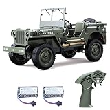Dodoore RC Military Truck RC Crawler, 1:10 Scale Remote Control Car, 2.4GHz 4WD Off Road RC Rock Crawler, All Terrain Army Climbing Vehicle with LED Lights and 2 Batteries for Adults