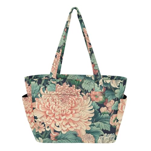 Bolso tote mujer estampado floral japonés gran capacidad miniatura 1