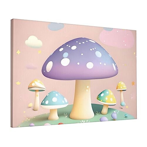 Toile motif champignon dessin animé 40x60 cm en coton pour déco salon