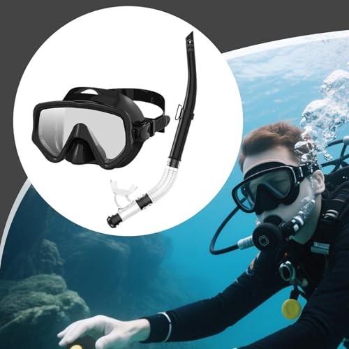 Snorkel seco y máscara de buceo panorámica de silicona para adultos 3