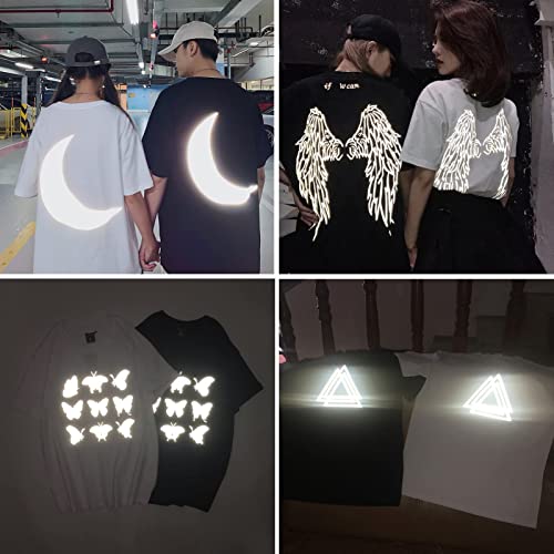 Image of Reflective Heat Transfer Vinyl Reflective HTV Vinyl Rolls Pack 12 Inch x 7 Feet Iron on Vinyl for Cricut T-Shirts DIY Design, Silhouette Cameo & Heat Press Machine(Reflective Light Grey)