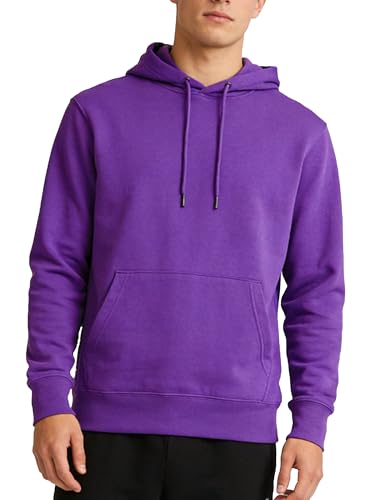 JIHUILAI Purple Mens Hoodies Pullover Fleece Hooded Sweatshirt for Men Soft Athletic Hoodie with Pockets 2XL