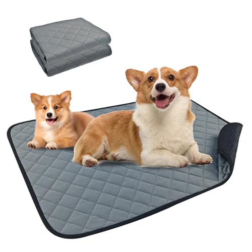 Image of Washable Pee Pads for Dogs (2 Pack) - Large, Waterproof Reusable Puppy Training Pads for Crate, Bed, Travel, Incontinence, Dog Potty Mat for Puppies (Grey) (27.5 inchX39 inch)