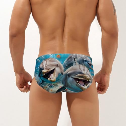 A Group of Dolphins Novelty Men's Swimming Brief Swimwear Pants Trunks Beach Shorts Underwear2