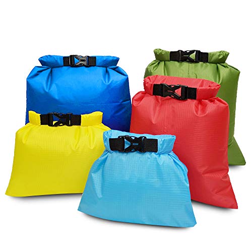 HUIOP 5 PCS Waterproof Bag Set Storage Roll Top Dry Bag Set for Skating Camping Boating Sailing Surfing Fishing,Dry Bag Set